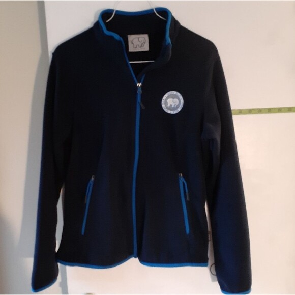 ivory ella jacket elephant logo s small navy blue zipper front fall winter coat - Picture 1 of 4